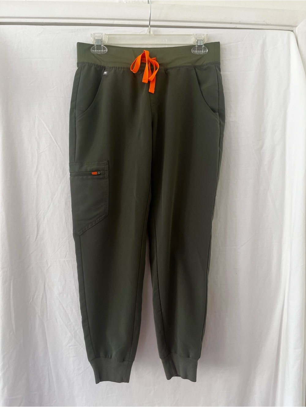 Figs Olive Green Jogger Track Pants with Orange Drawstring